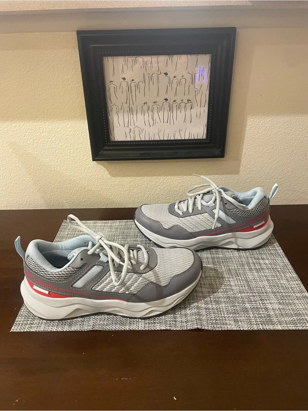 Columbia Light Gray and Light Blue Women's Athletic Sneakers